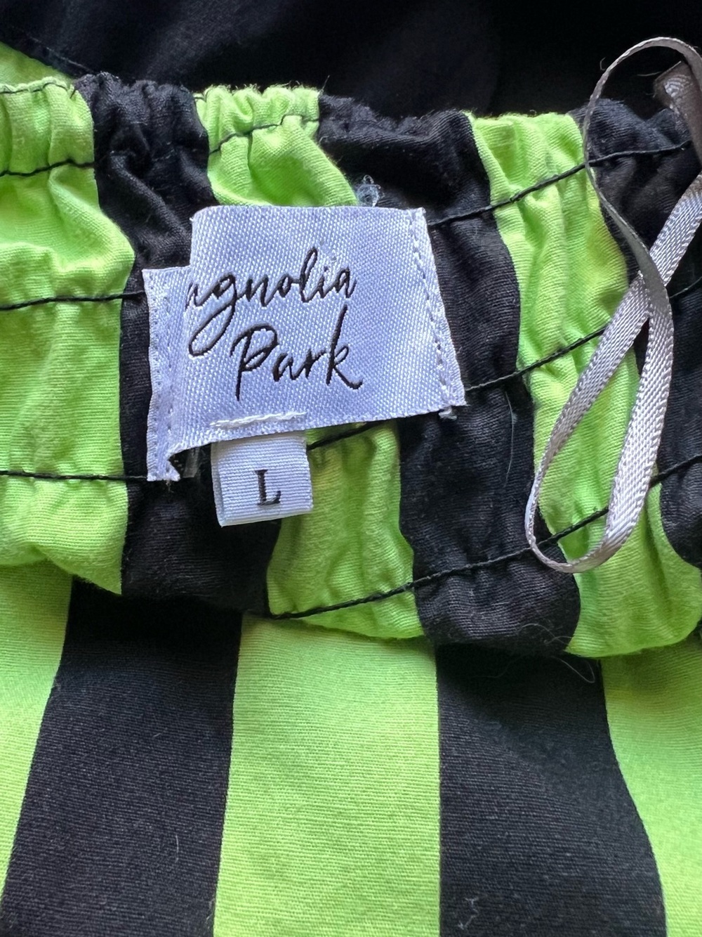 Magnolia Park Beetlejuice Costume Dress Green Black Striped Halter Rockabilly L - Picture 8 of 9